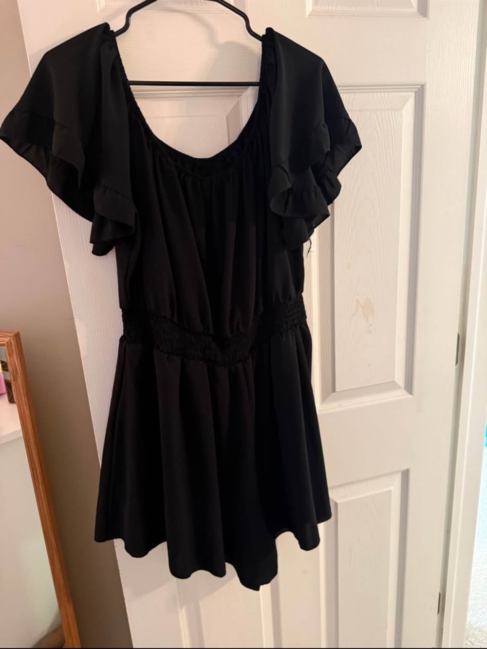 Black Flutter-Sleeve Romper